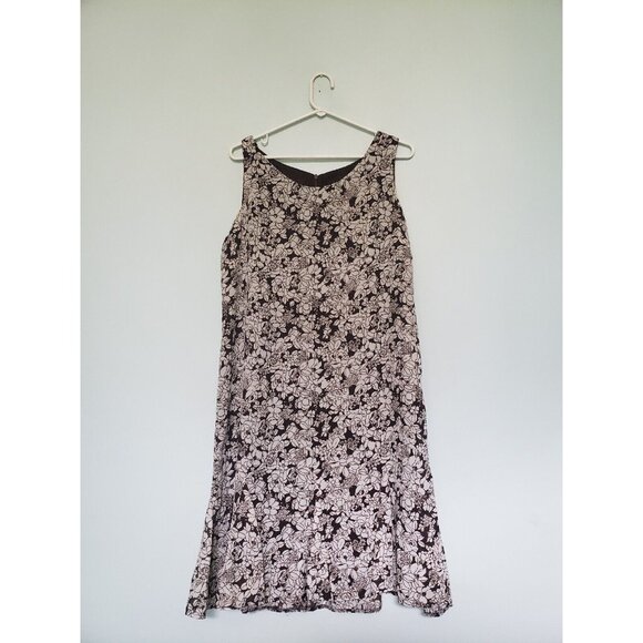 Danny & Nicole Dresses & Skirts - Danny & Nicole Womens 14 Sheath Dress Brown Floral Knee Length Sleeveless Ruffle